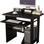 ALISENED Home Office Computer Desk with Monitor Stand Keyboard Tray， 29.5 Inch Study Writing Desk Small PC Laptop Table with Storage Shelves， Modern Workstation for Small Spaces Save Space